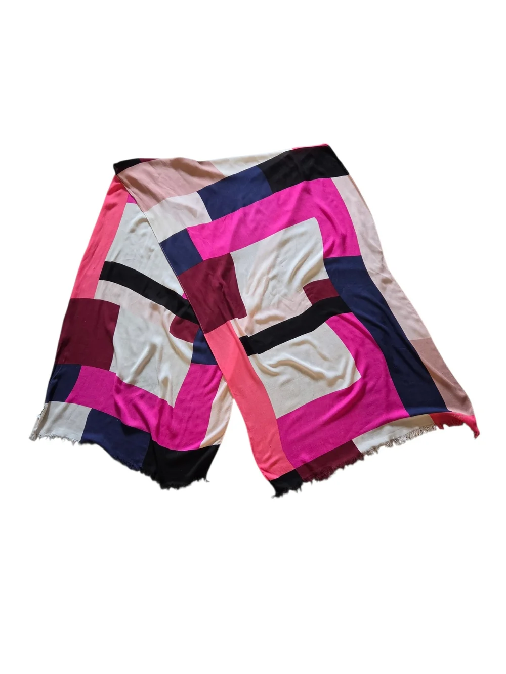 Kate Spade Colorblock Scarf in Hot Pink, Navy & Cream